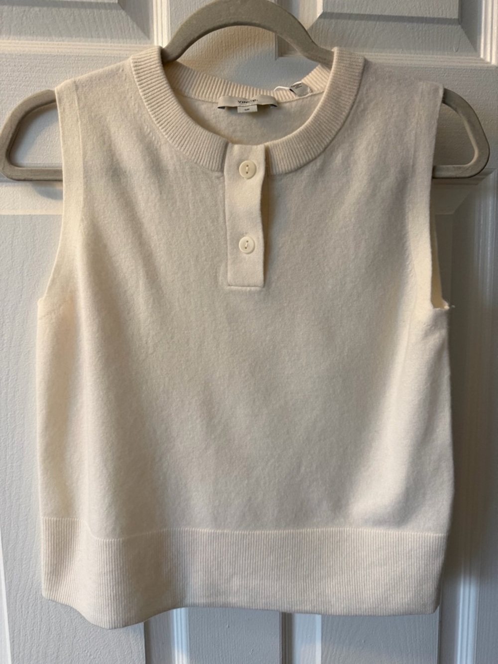 Vince Ivory Sleeveless Henley Knit Tank - Picture 3 of 6